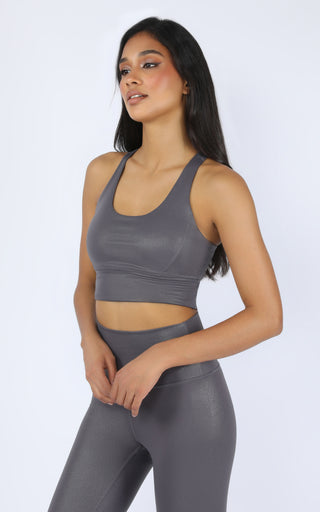 Wonderlink Liquid Foil Print Longline Racerback Warrior Bra