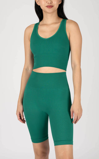 Ribbed Seamless Highline V-Neck Tank and Ribbed Seamless 7" Bike Short Set
