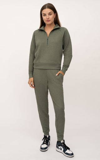 Diamond Love Half Zip Top And Jogger Set
