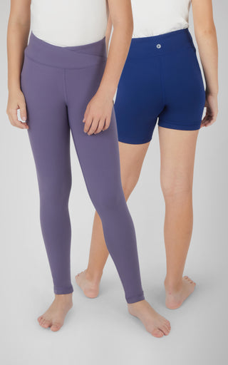 Girls 2 PK Lux Crossover Legging + 6" Bike Short