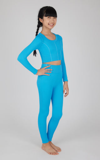 Girls 2 PC Seamless Ribbed Long Sleeve Top and Legging Set