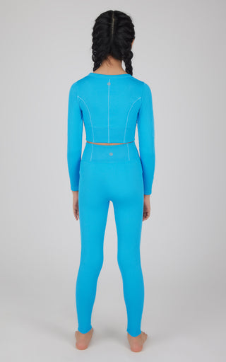 Girls 2 PC Seamless Ribbed Long Sleeve Top and Legging Set