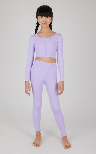 Girls 2 PC Seamless Ribbed Long Sleeve Top and Legging Set