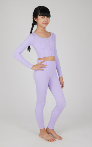 Girls 2 PC Seamless Ribbed Long Sleeve Top and Legging Set