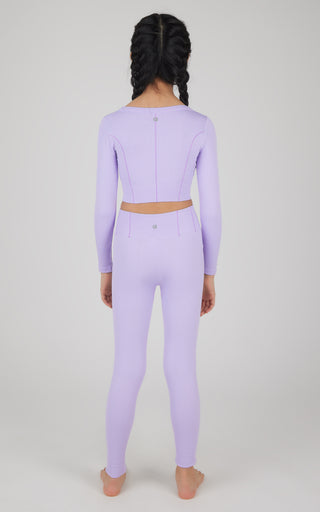 Girls 2 PC Seamless Ribbed Long Sleeve Top and Legging Set