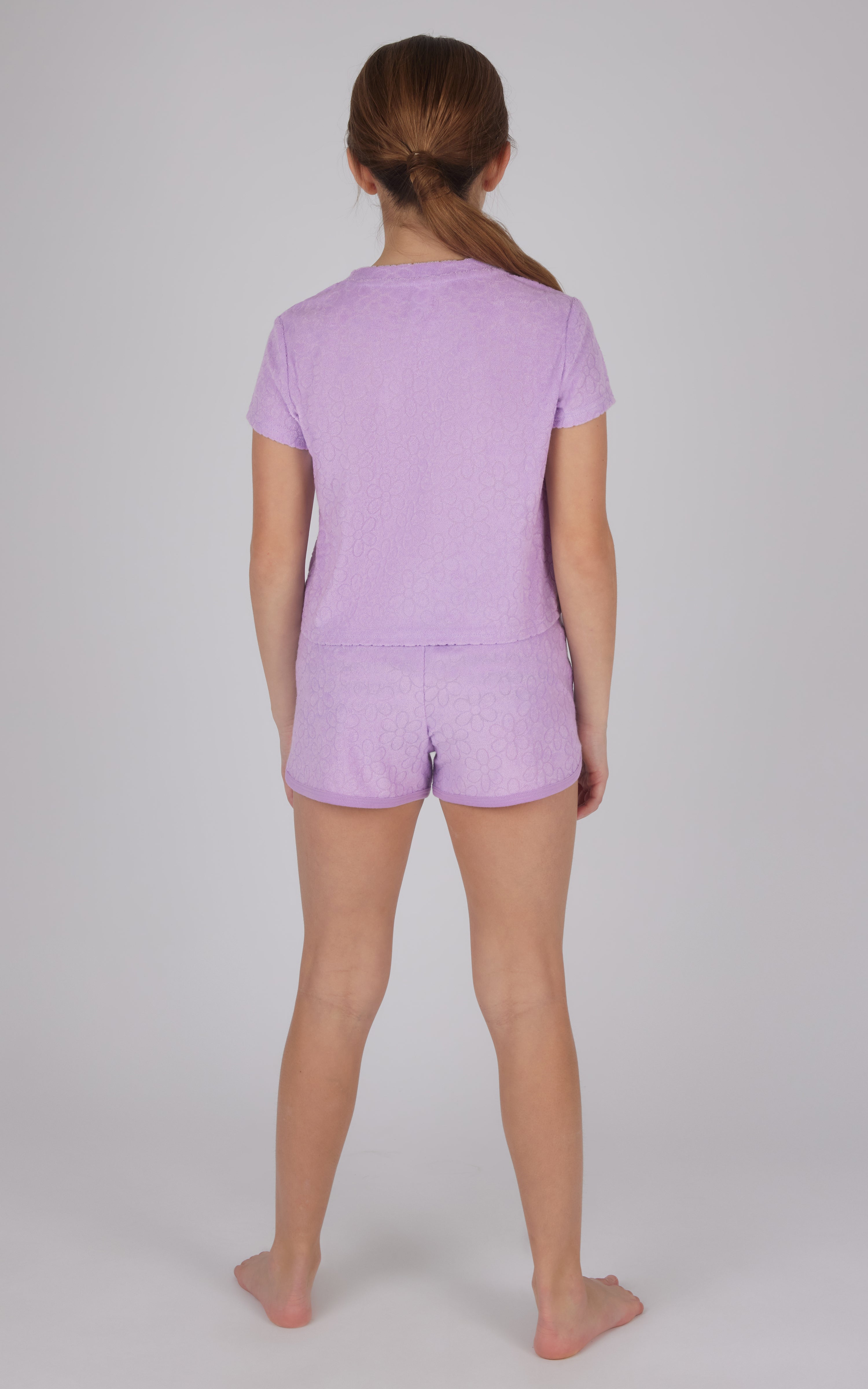 Girls 2 Piece Set Towel Terry Sunnywear Cropped Short Sleeve Shirt + Towel Terry Dolphin Short