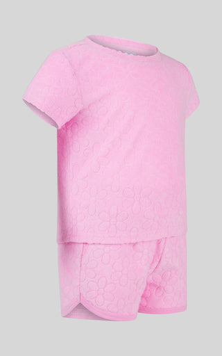 Toddler Girls 2 PC Towel Terry Short Sleeve Top and Dolphin Short