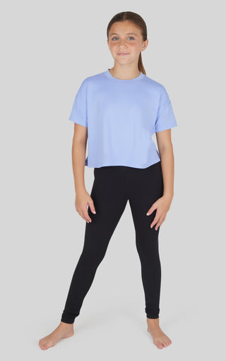 Girls 3 PC T-Shirt + Interlock Crossover Legging + Flared Pant Set