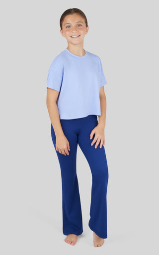 Girls 3 PC T-Shirt + Interlock Crossover Legging + Flared Pant Set