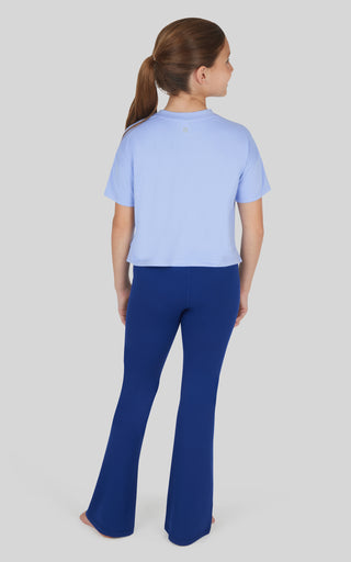Girls 3 PC T-Shirt + Interlock Crossover Legging + Flared Pant Set