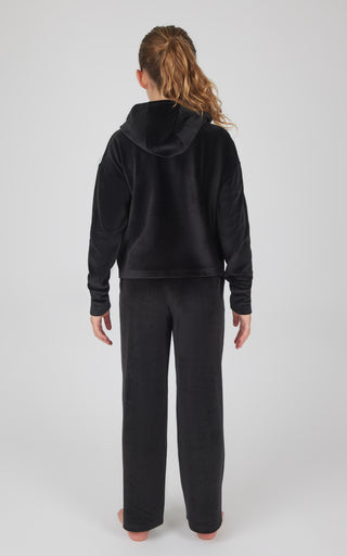 Girls 2 PC Ribbed Velour Hoodie and Straight Leg Pant
