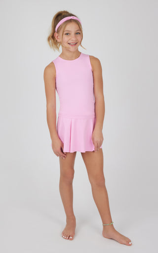 Girls 3 PC Interlock Tank + Pleated Skort + Headband Set
