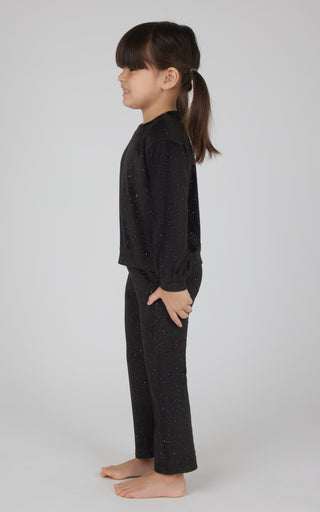 Toddler 2 PC Speckled Velour Crew Neck Top and Flared Leg Pant