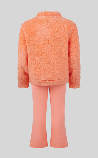 Toddler Girls 2 PC Jacquard Bomber Jacket and Flare Leg Pant