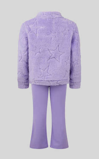 Toddler Girls 2 PC Jacquard Bomber Jacket and Flare Leg Pant
