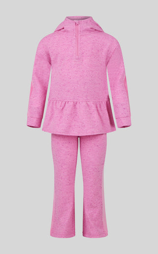 4-6X 3 PC Girls Confetti Half Zip Pullover + Flared Pant + Coin Purse Set