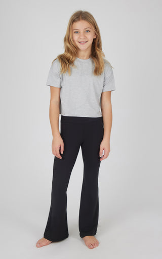 Girls 3 PC Short Sleeve Tee + Interlock Crossover Short + Flared Leg Pant Set