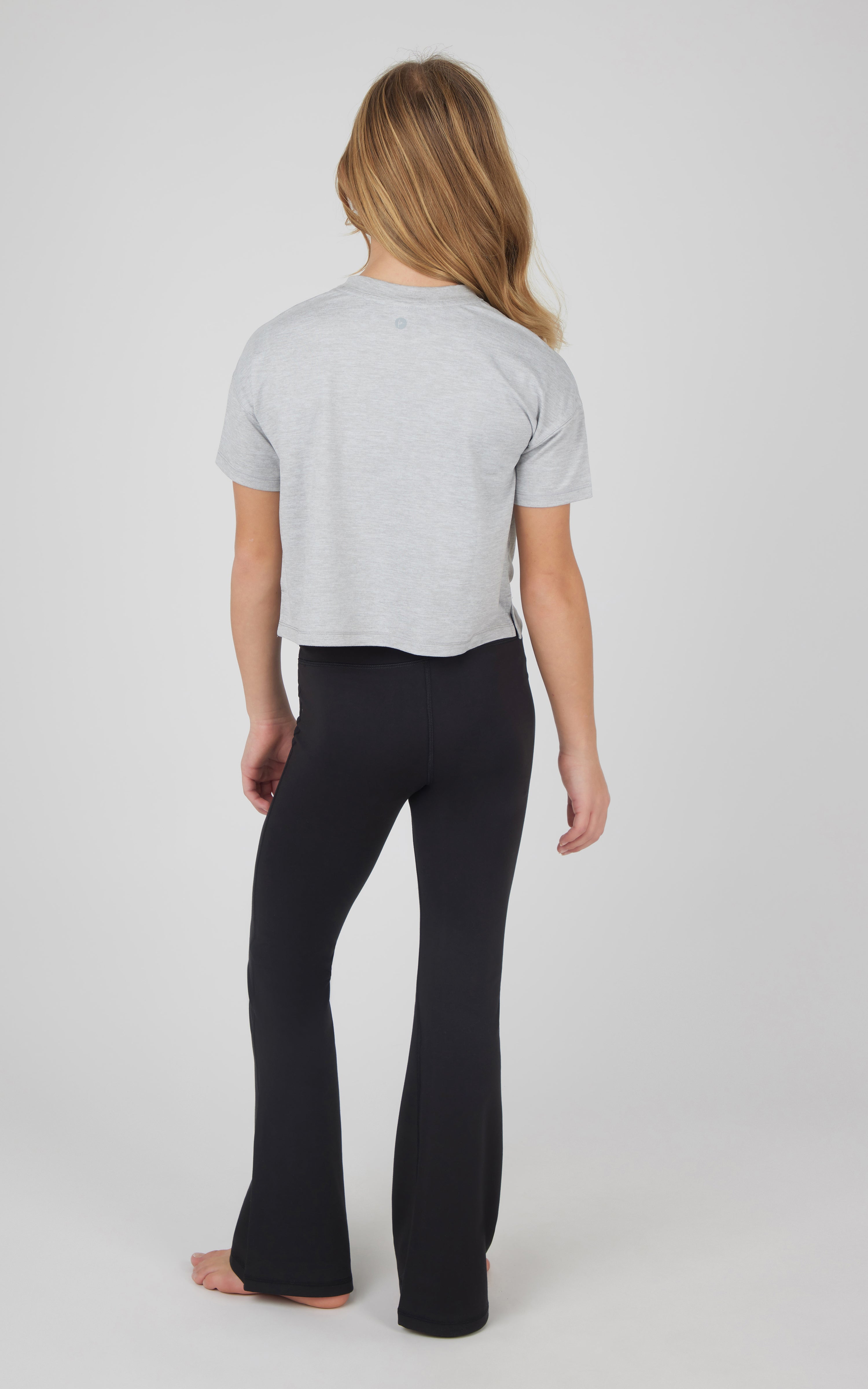 Girls 3 PC Short Sleeve Tee + Interlock Crossover Short + Flared Leg Pant Set
