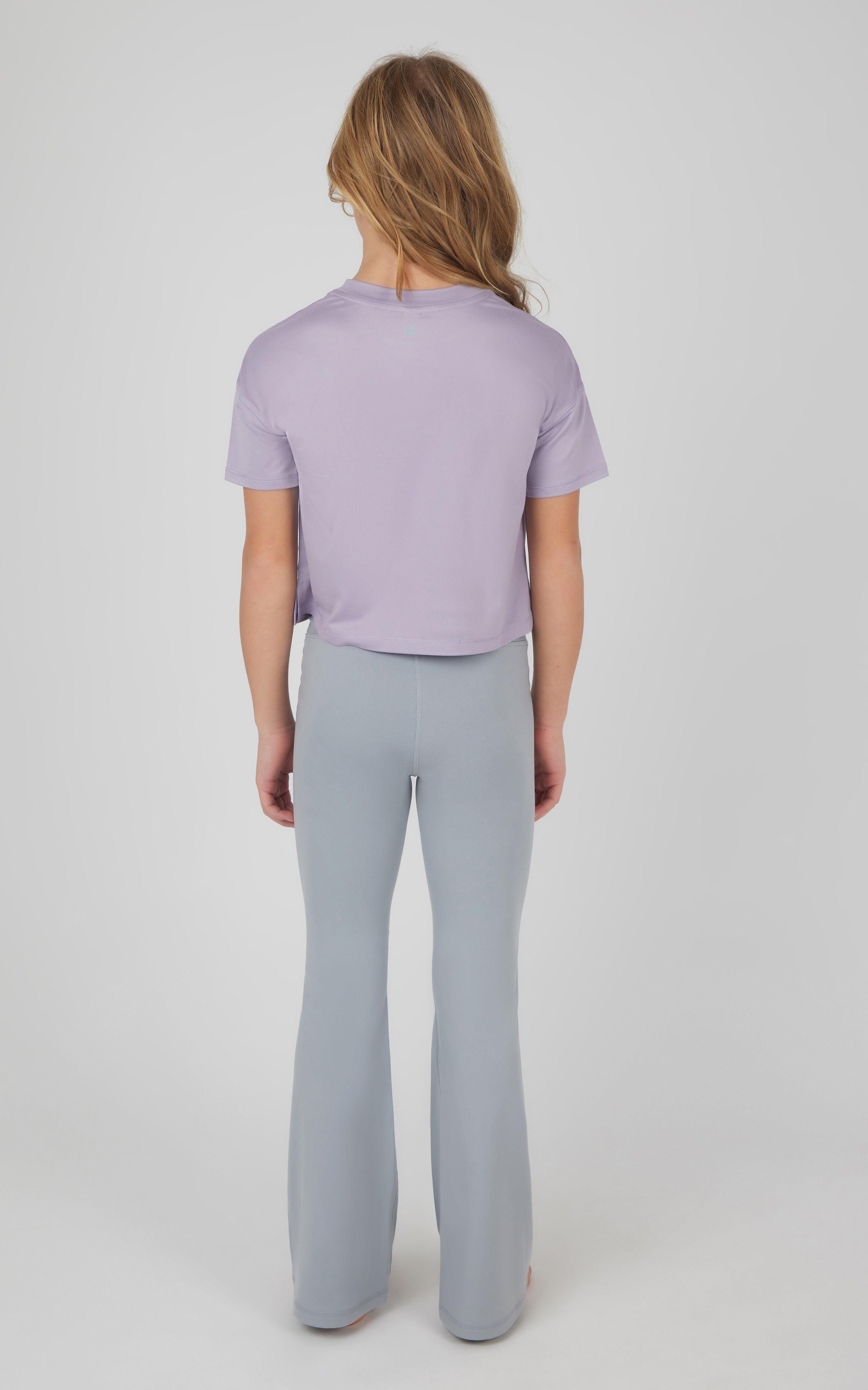 Girls 3 PC Short Sleeve Tee + Interlock Crossover Short + Flared Leg Pant Set