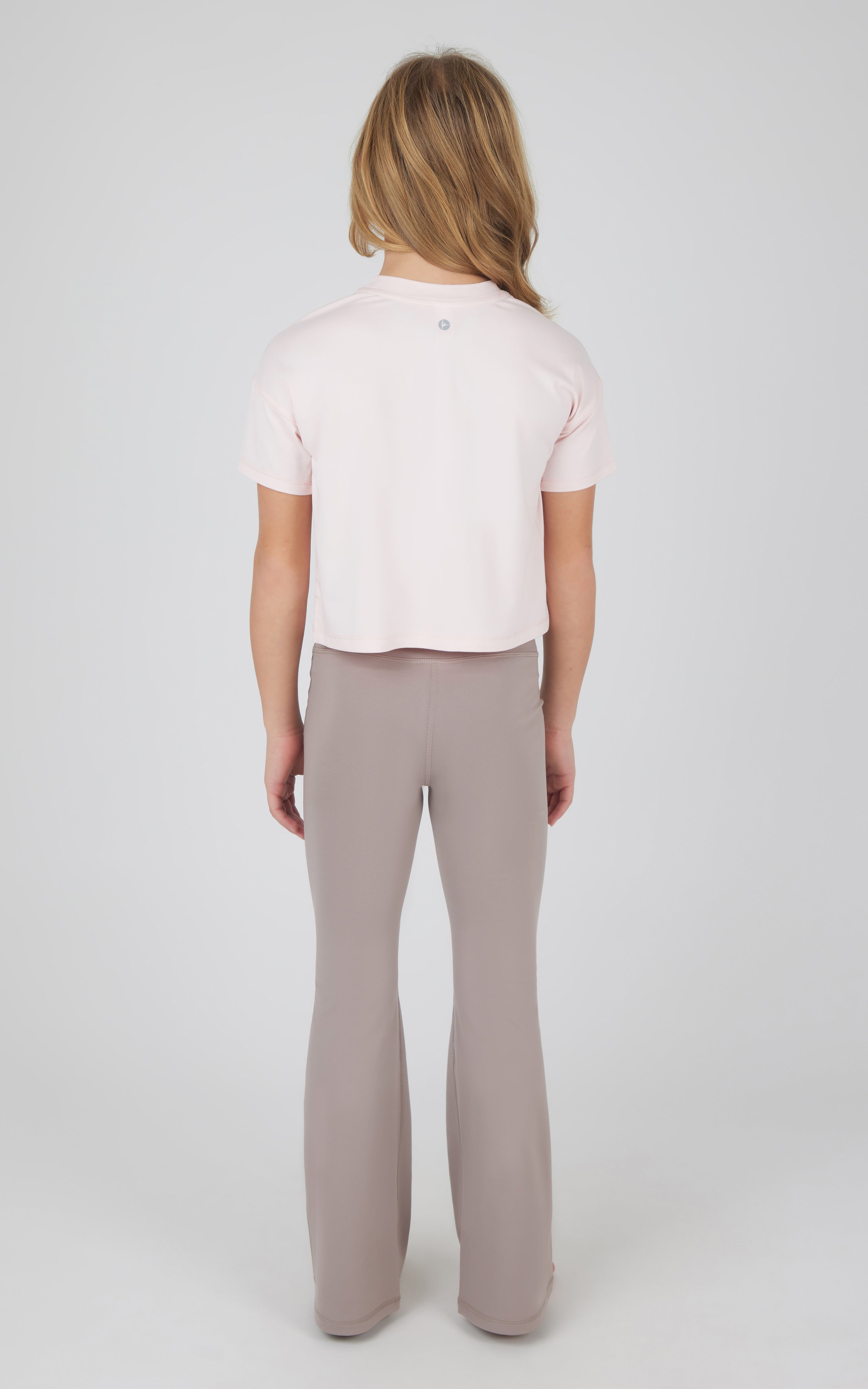 Girls 3 PC Short Sleeve Tee + Interlock Crossover Short + Flared Leg Pant Set