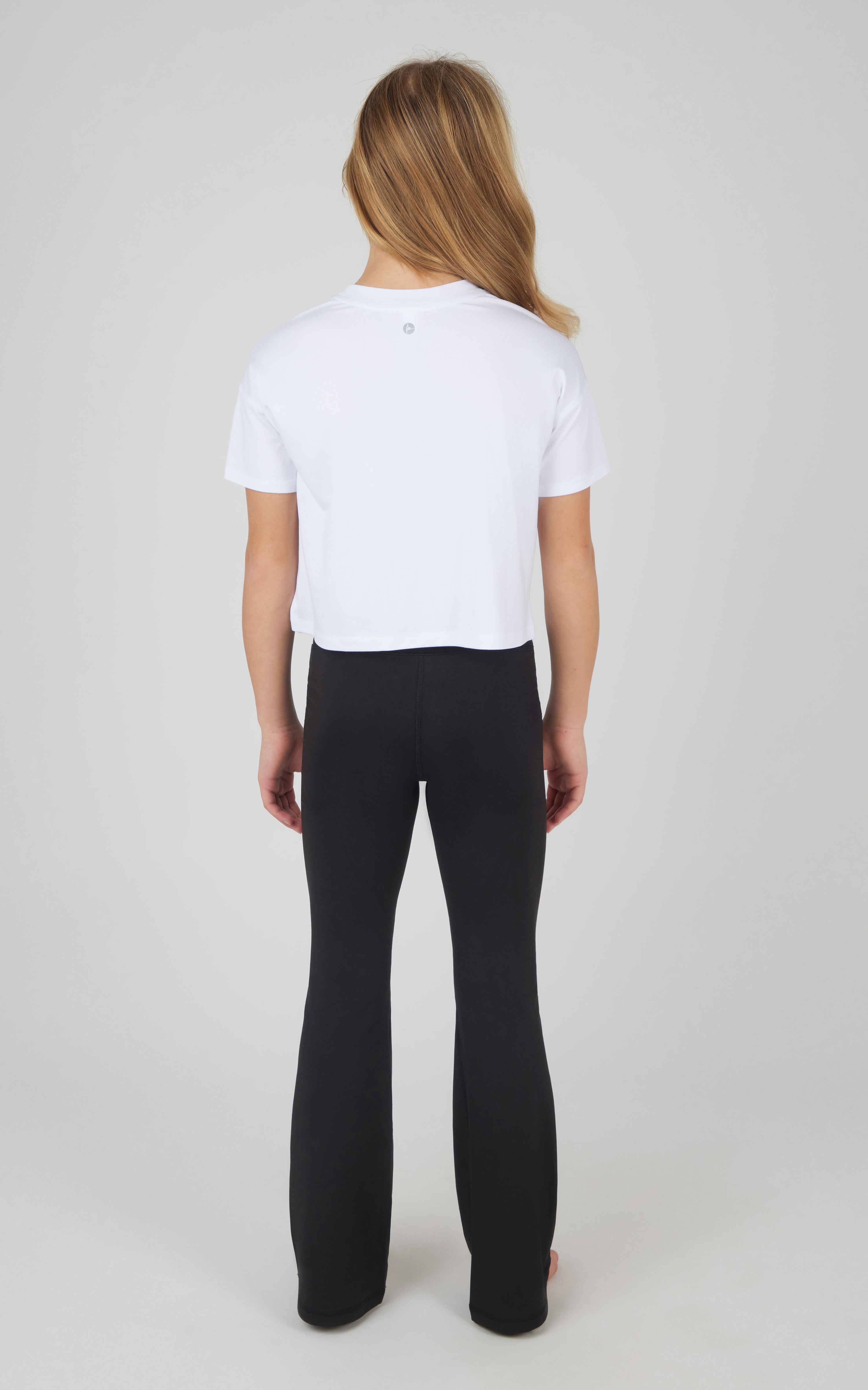 Girls 3 PC Short Sleeve Tee + Interlock Crossover Short + Flared Leg Pant Set