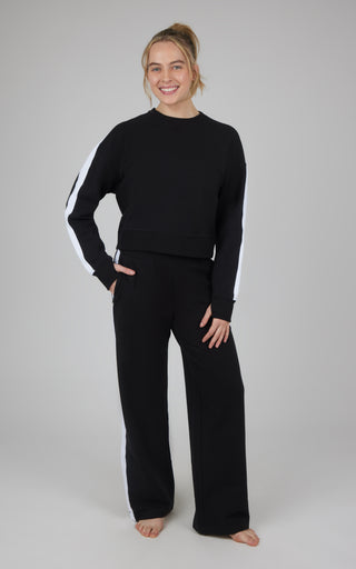 2 PC Cloud Plush Sweatshirt and Wide Leg Snap Bottom Pant Set