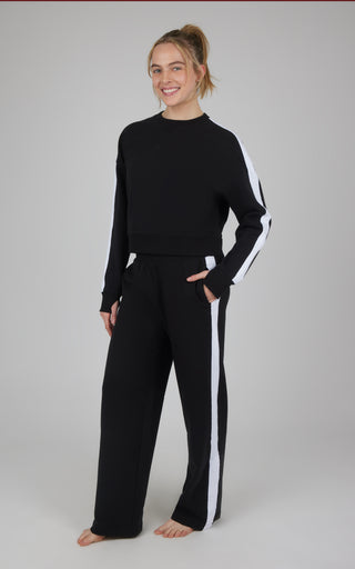 2 PC Cloud Plush Sweatshirt and Wide Leg Snap Bottom Pant Set