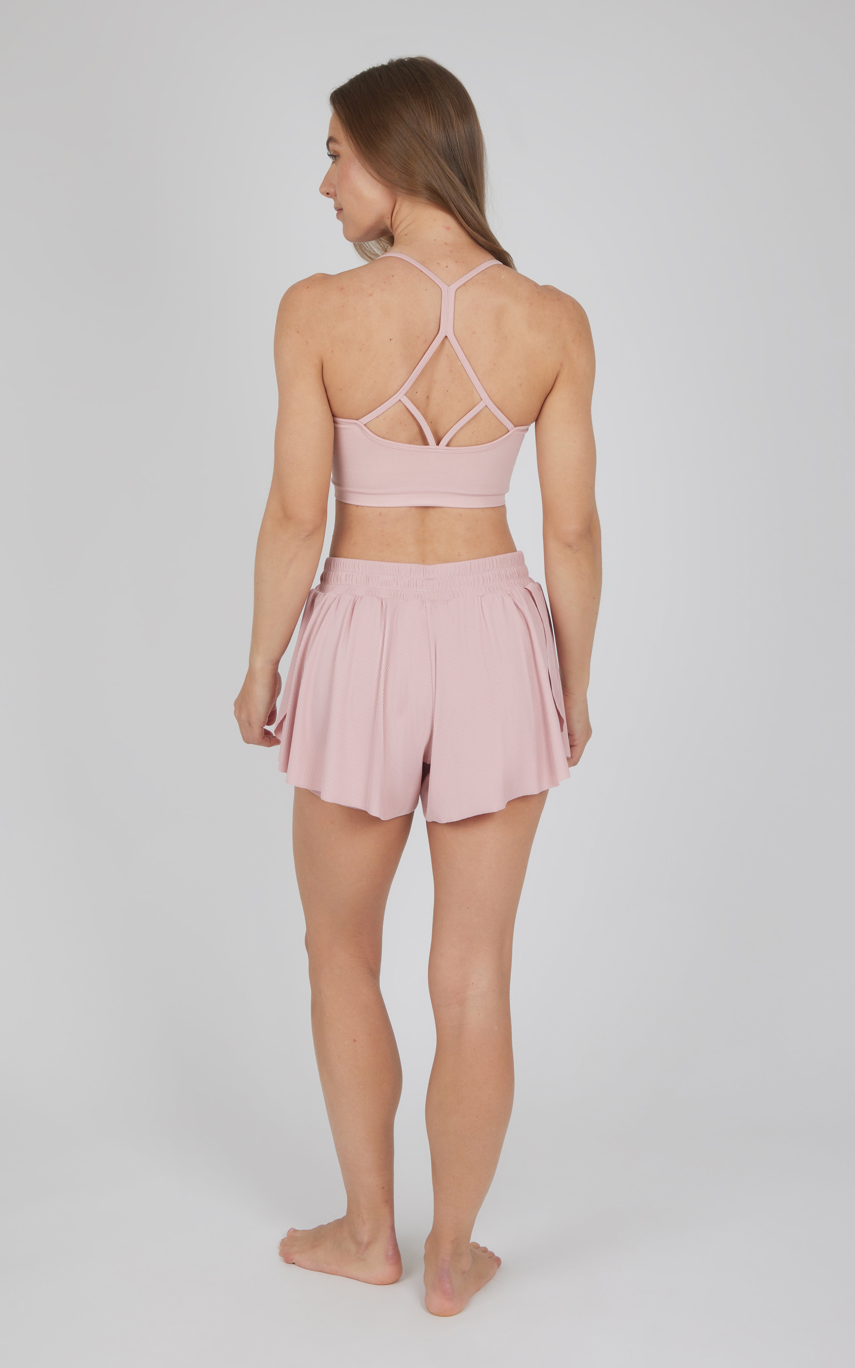 2 PC Seamless Bra and Ribbed 2 in 1 Running Short