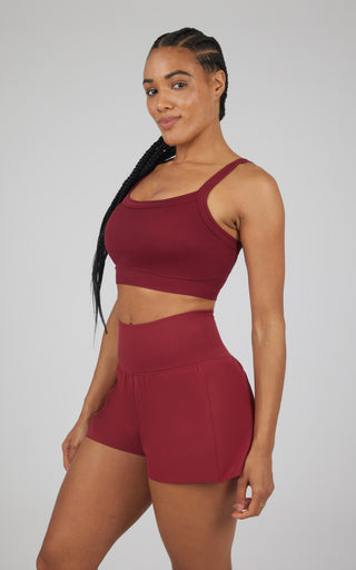 2 PC Ribbed Seamless Strappy Bra and Woven Short