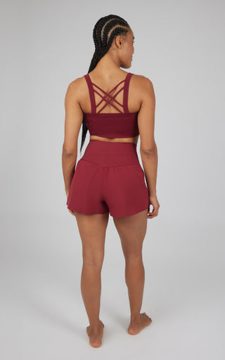 2 PC Ribbed Seamless Strappy Bra and Woven Short