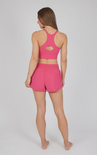 2 PC Seamless Bra Top and Lightstreme Running Short - Pink Power