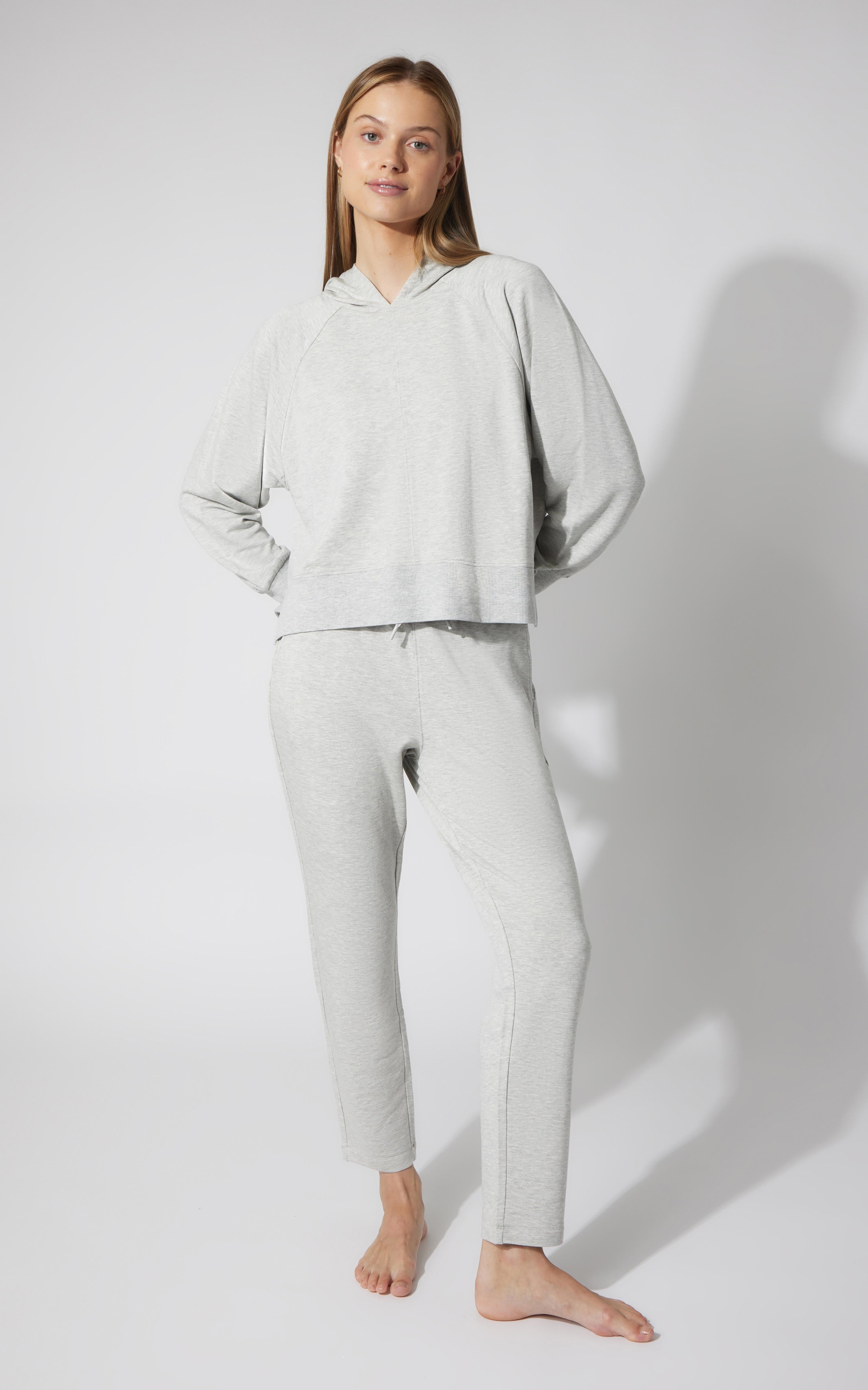 2 Pc Terry Pullover Hoodie and Straight Leg Pant Set