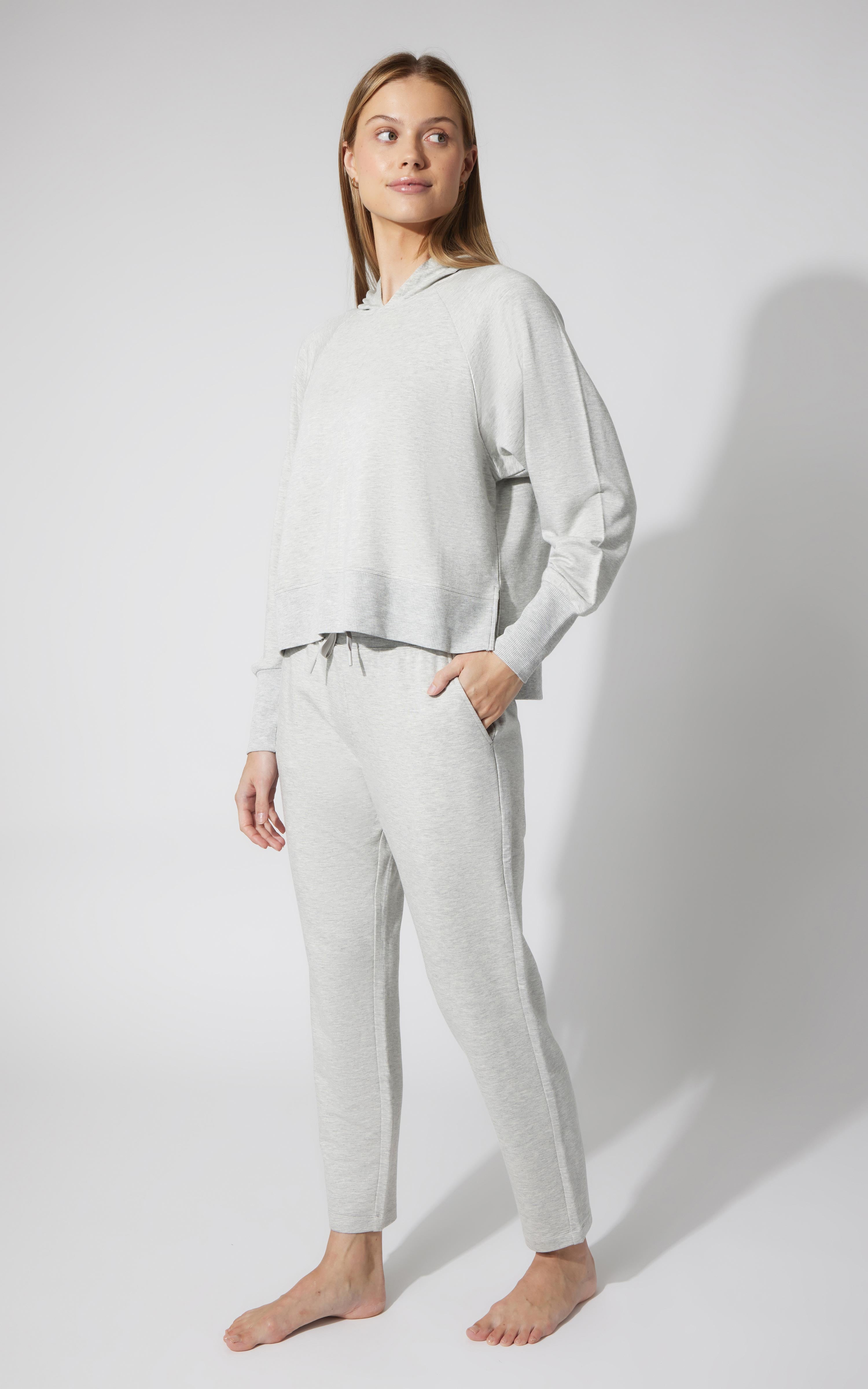 2 Pc Terry Pullover Hoodie and Straight Leg Pant Set