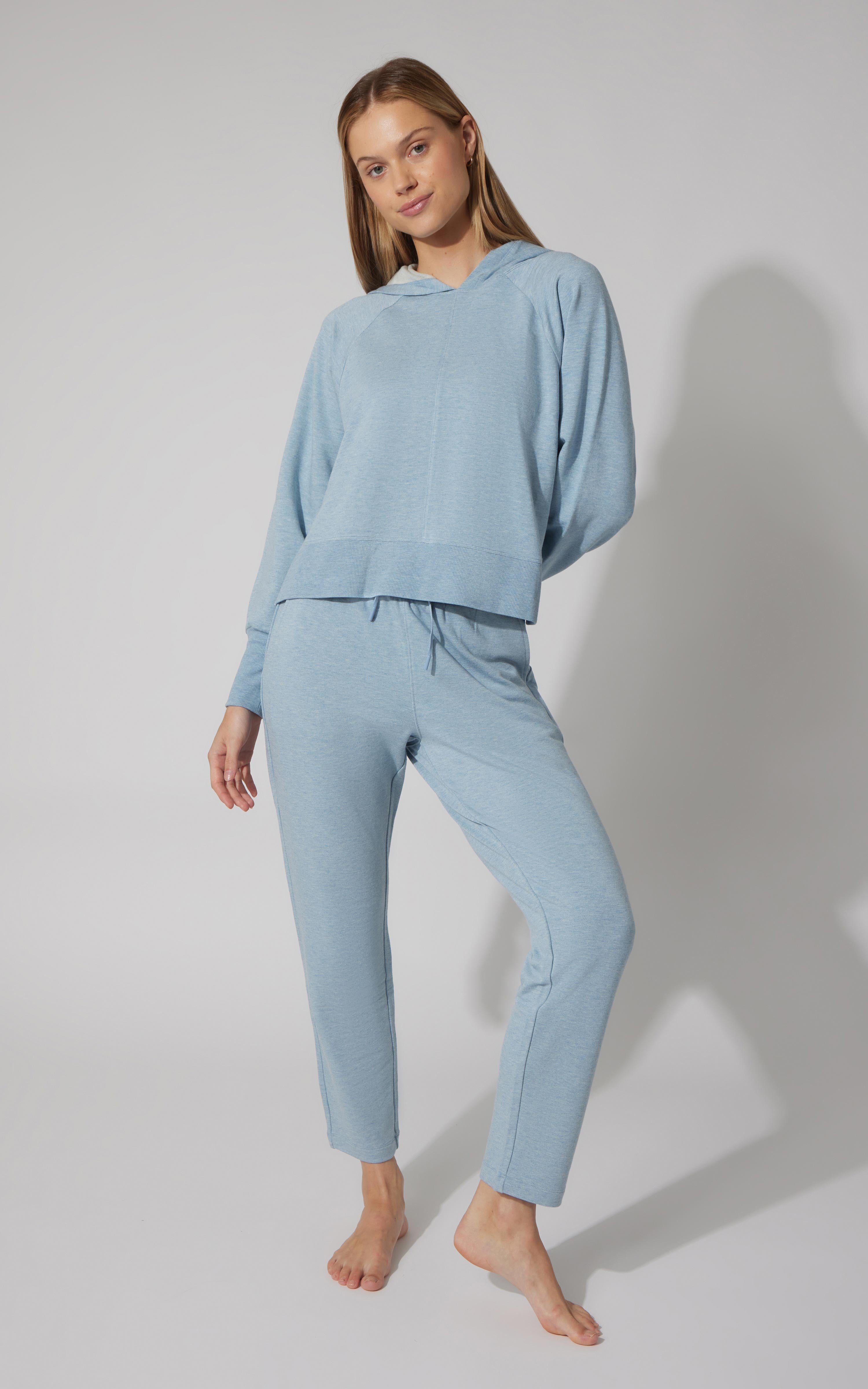 2 Pc Terry Pullover Hoodie and Straight Leg Pant Set