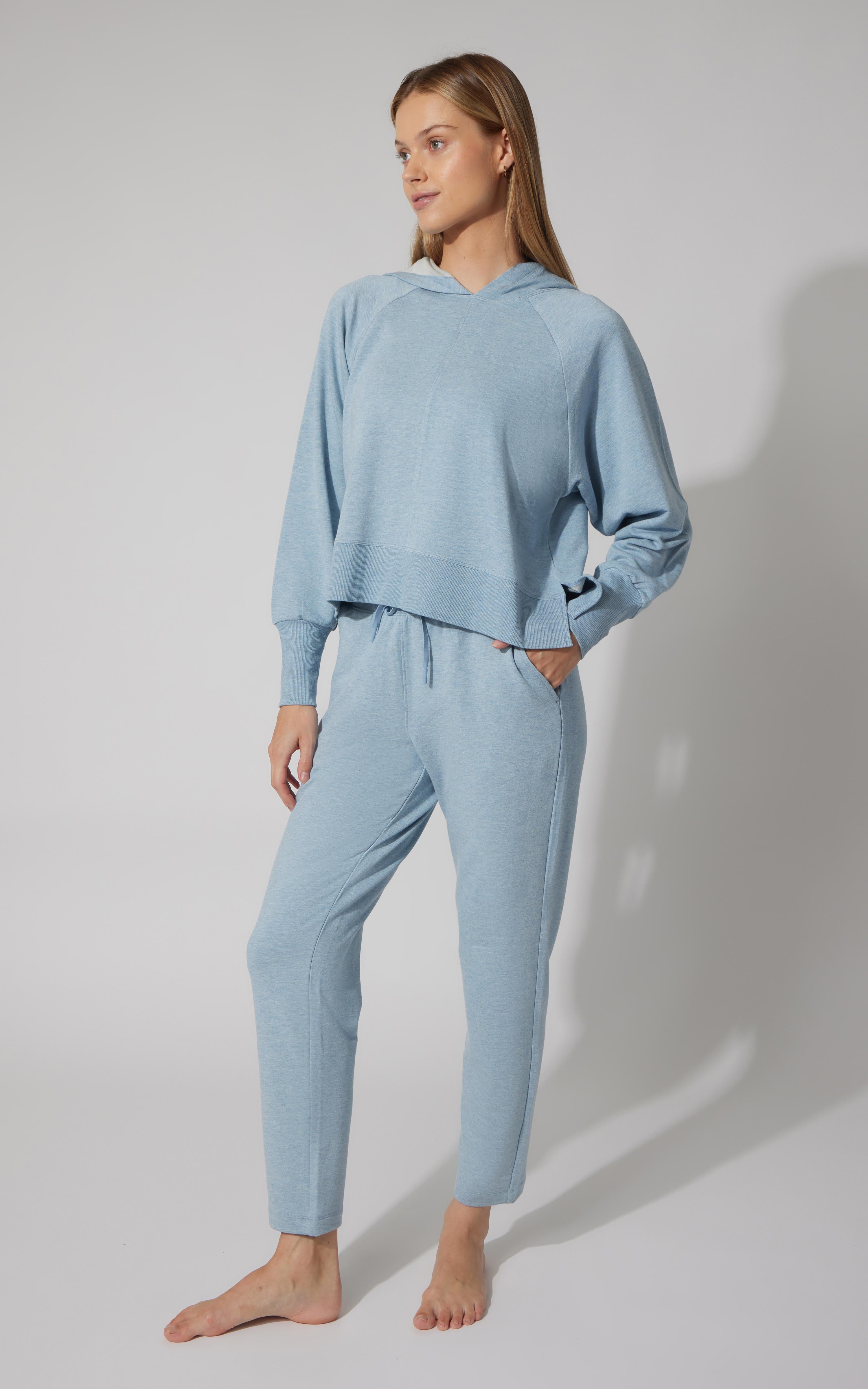 2 Pc Terry Pullover Hoodie and Straight Leg Pant Set