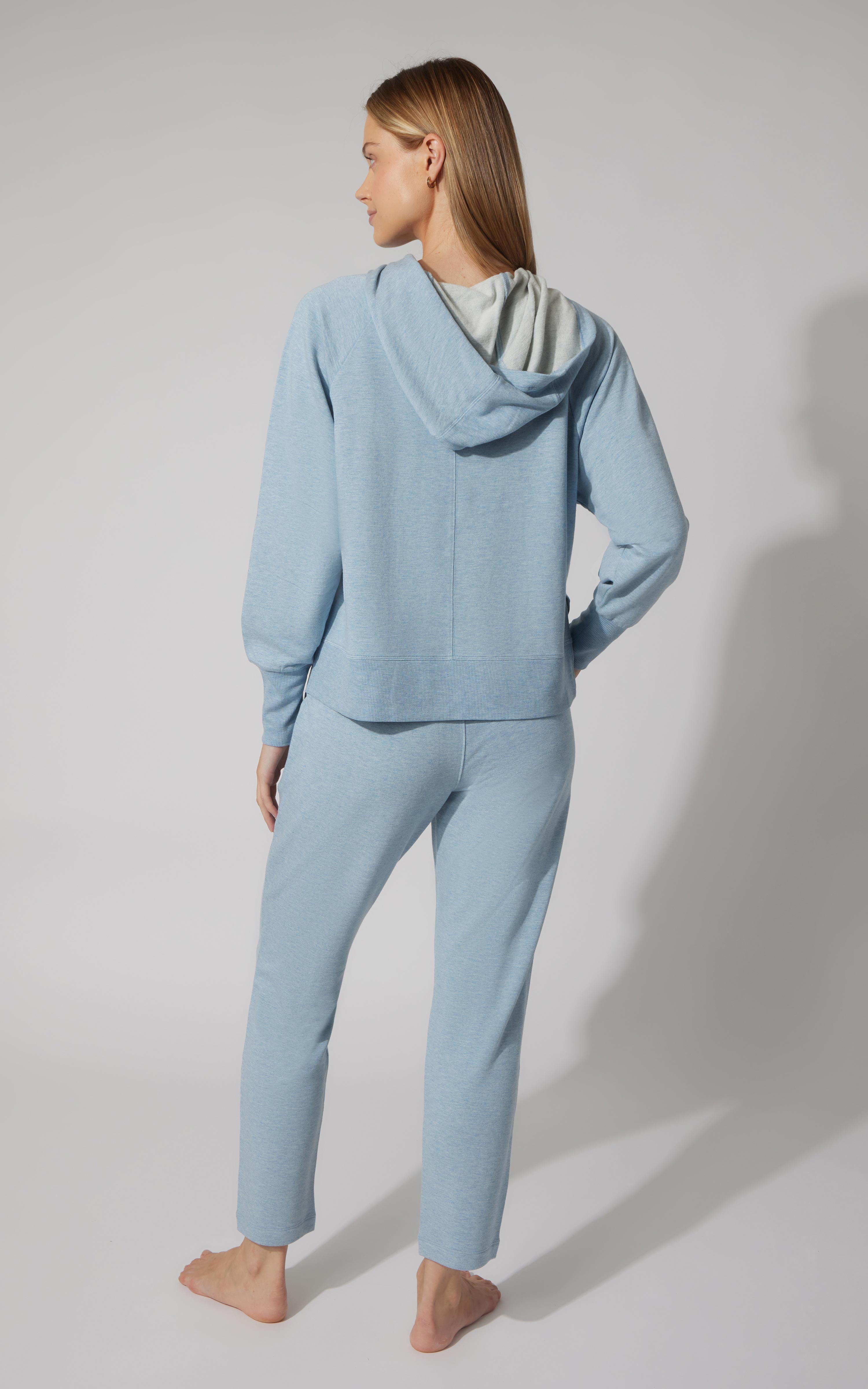 2 Pc Terry Pullover Hoodie and Straight Leg Pant Set