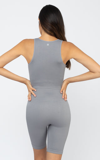Ribbed Seamless Highline V-Neck Tank and Ribbed Seamless 7" Bike Short Set