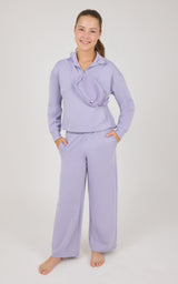 Girls 3 PC Softlite Alara Half-Zip, Noa Wide Leg Pant & Bag Set - Htr.Heirloom Lilac - 1