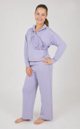 Girls 3 PC Softlite Alara Half-Zip, Noa Wide Leg Pant & Bag Set - Htr.Heirloom Lilac - 2