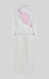 Girls 3 PC Softlite Alara Half-Zip, Noa Wide Leg Pant & Bag Set - Htr.Lt.Grey Combo - 1