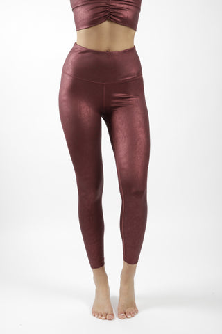 Lux Cracked Faux Leather High Waist 7/8 Ankle Legging