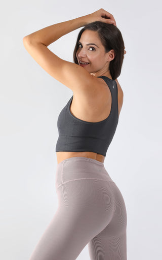 High Neck Seamless Racerback Long Bra