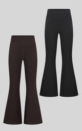 2 PK Girls Ribbed Flare - Chocolate Torte/Black - 3