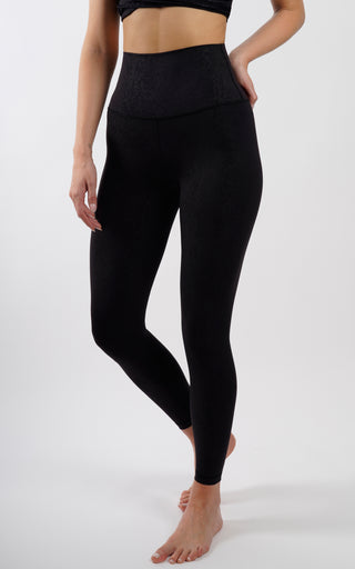 Interlink Thunderstorm Embo Print Ankle Super High Waist Leggings with Elastic Free Waistband