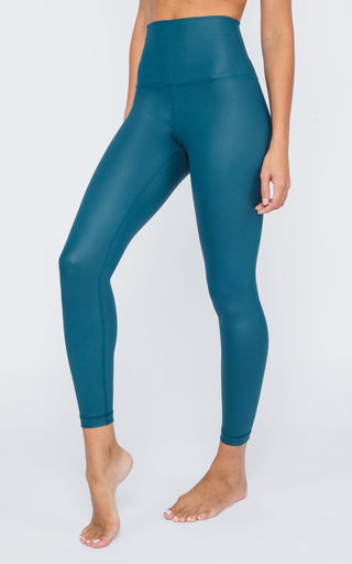 Interlink Faux Leather Elastic Free Super High Waist Cire Ankle Legging