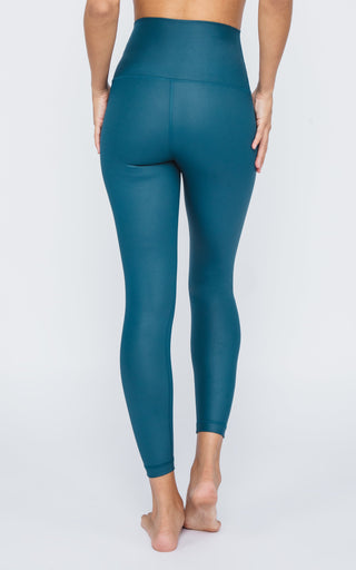 Interlink Faux Leather Elastic Free Super High Waist Cire Ankle Legging