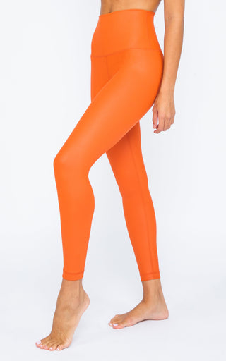 Interlink Faux Leather Elastic Free Super High Waist Cire Ankle Legging