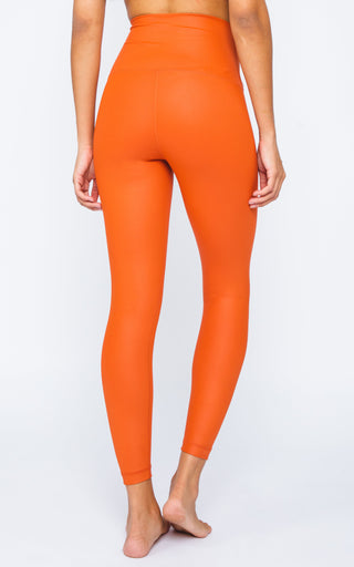Interlink Faux Leather Elastic Free Super High Waist Cire Ankle Legging