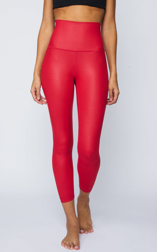 Interlink Faux Leather Elastic Free Super High Waist Cire Ankle Legging