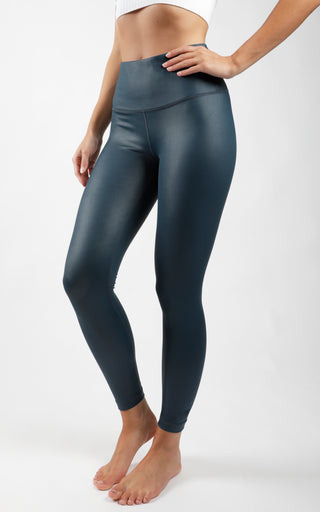Interlink Faux Leather High Waist Cire 7/8 Ankle